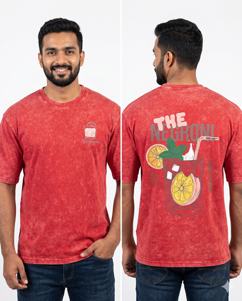 TEES DOWN SHOULDER MIX PRNT ACID WASH  LXLXXL3XL