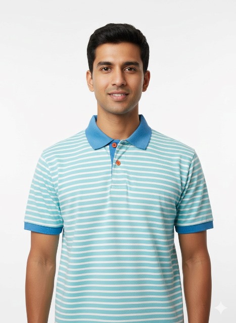 POLO COLLAR H/S STRIPS XXL POCKET