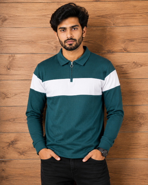 JTE POLO T SHIRT F/S ZIP CUT&SEW JAKARD  MLXL