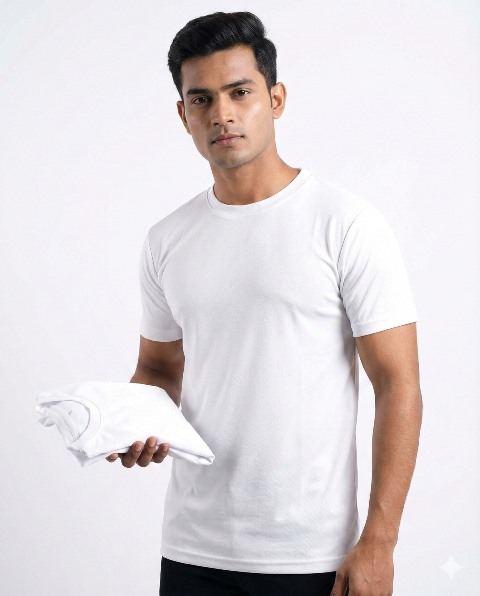 LAREB PLAIN T SHIRTS R/N  WHITE 2XL/3XL