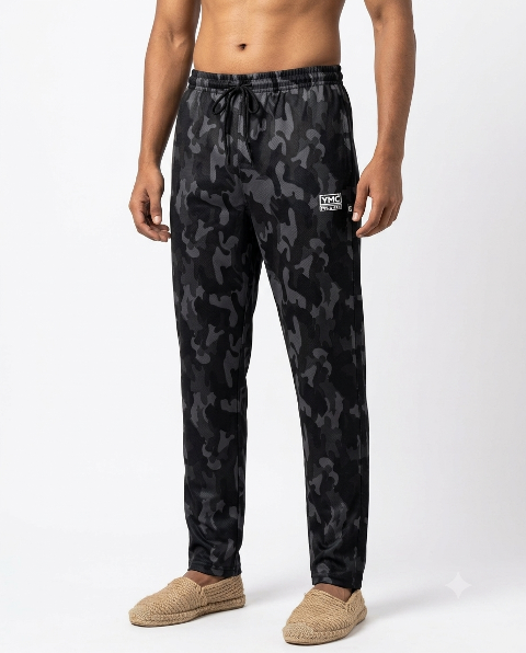 TRACK PANT MILITARY PRNT ILASTIC ZIP PKT