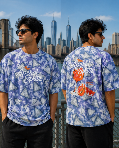 T SHIRT 5 SLEEVE BACK PRNT AOP MLXL