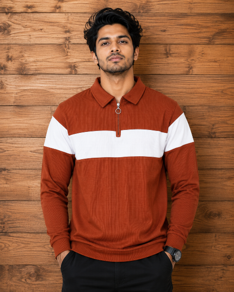JTE POLO T SHIRT F/S ZIP CUT&SEW JAKARD MLXL
