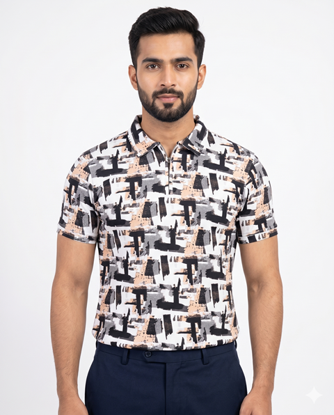 LAREB POLO T-SHIRT   AOP SK ZIP MLXL