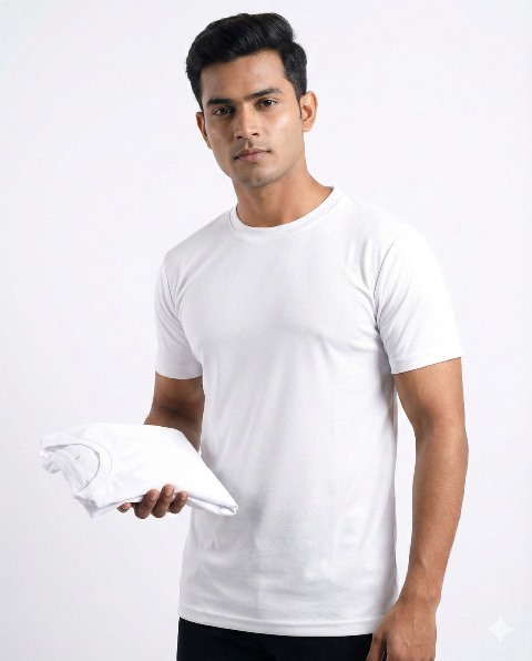 LAREB PLAIN T SHIRTS R/N  WHITE 2XL/3XL