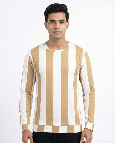 T SHIRT R/F/S VARTICAL LINE CUFF JTE MLXL