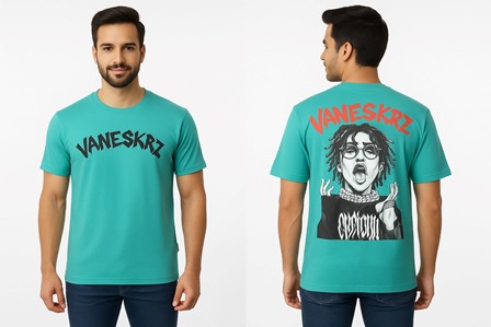 T SHIRT DOWN SHLDER FRENC TERRY BK PRNT MLXL