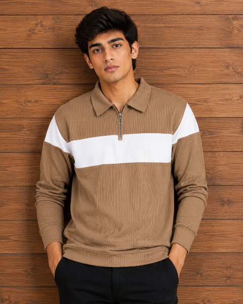 JTE POLO T SHIRT F/S ZIP CUT&SEW JAKARD MLXL