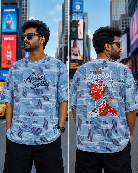 T SHIRT 5 SLEEVE BACK PRNT AOP MLXL
