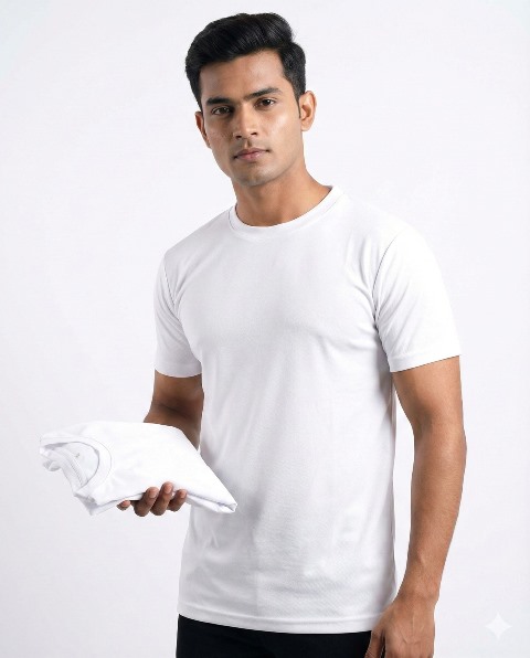 LAREB PLAIN T SHIRTS R/N  WHITE 2XL/3XL