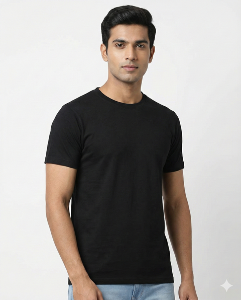T SHIRT R/H/S  BLACK FINE COTTON MLXL2XL