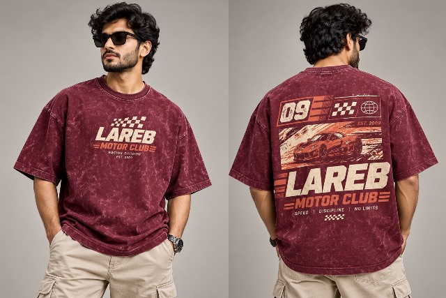 LAREB 5 SLEEVE TEES B PRNT ACID WASHED MLXL