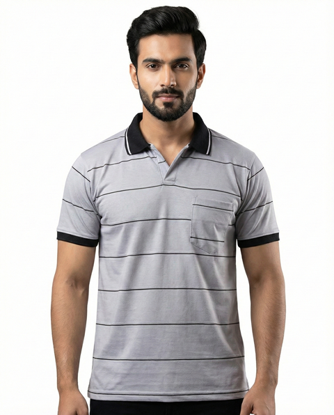 POLO COLLAR H/S  DORA STRIPS L