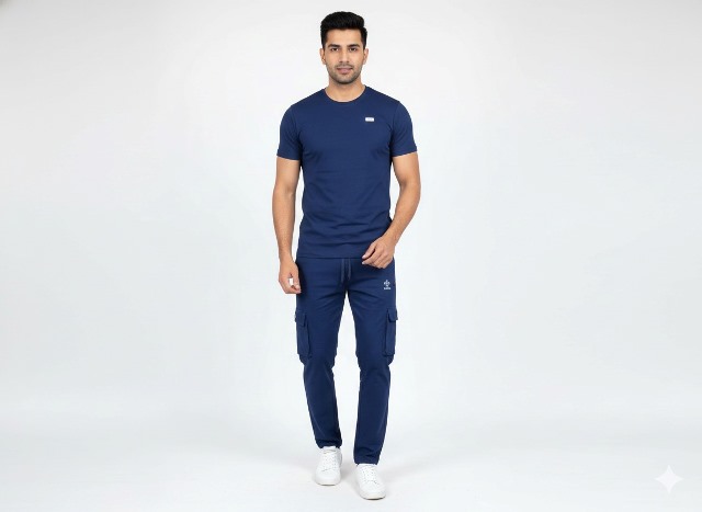 TRACK SUIT BAGGY PANT & DOWN SHOULDER 6PKT L