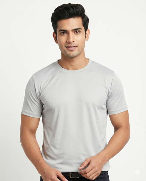 PLAIN T SHIRTS R/N GREY