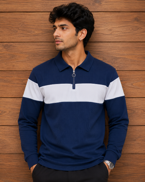 JTE POLO T SHIRT F/S ZIP CUT&SEW JAKARD MLXL