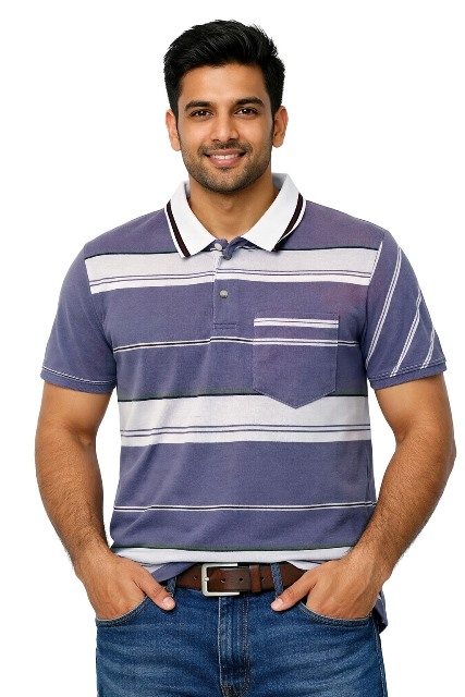 POLO COLLAR H/S STRIPS XL