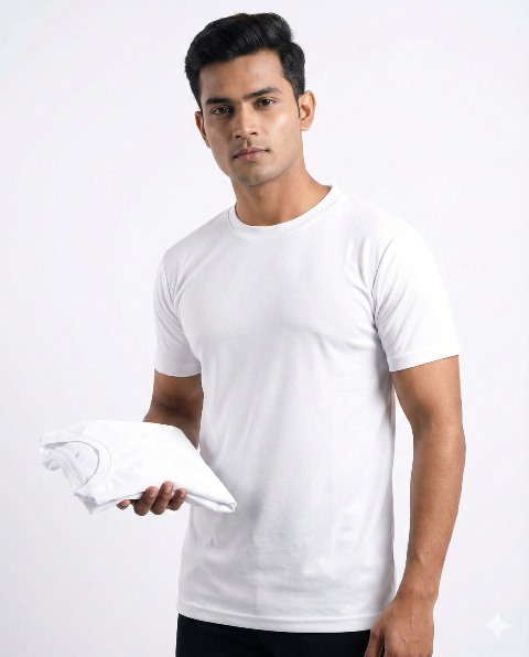 LAREB PLAIN T SHIRTS R/N  WHITE 2XL/3XL