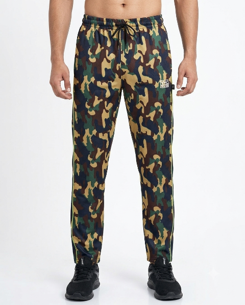 TRACK PANT MILITARY PRNT ILASTIC ZIP PKT
