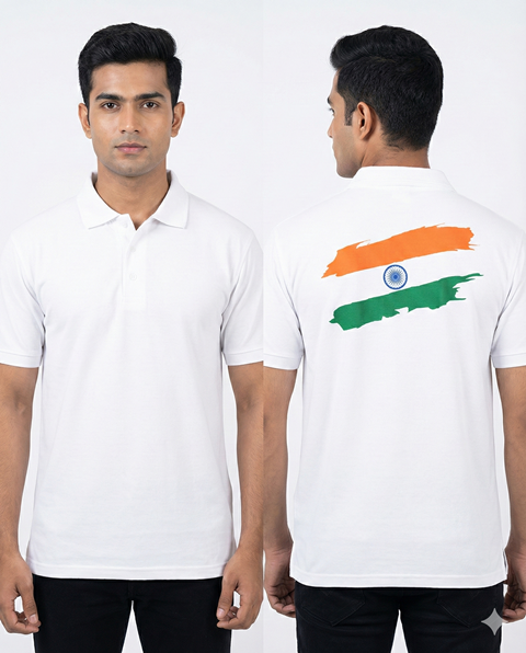 SURPUS PLAIN POLO WHITE FLAG PRNT M/L/XL/2X