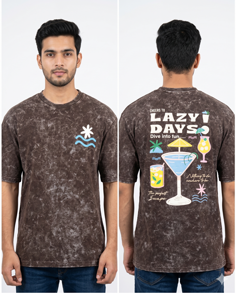 TEES DOWN SHOULDER MIX PRNT ACID WASH  LXLXXL3XL