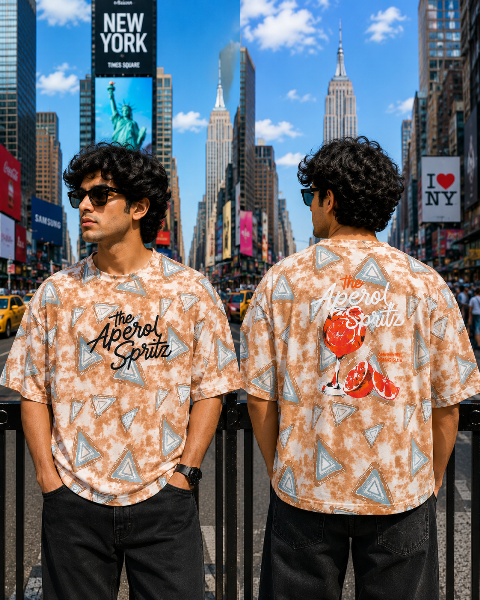 T SHIRT 5 SLEEVE BACK PRNT AOP MLXL