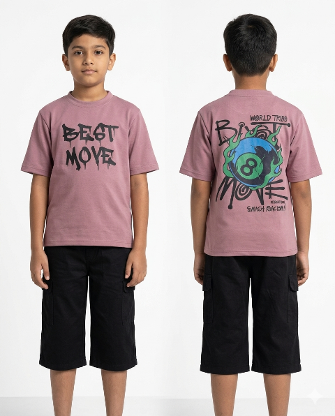 T SHIRTS JTE KIDS PRINTED DOWN SHOULDER XS SIZE
