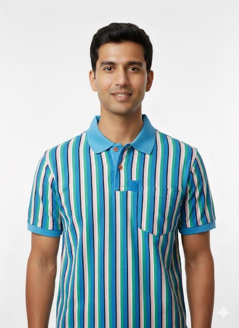 POLO COLLAR H/S STRIPS XL