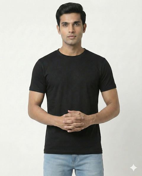 T SHIRT R/H/S  BLACK FINE COTTON MLXL2XL